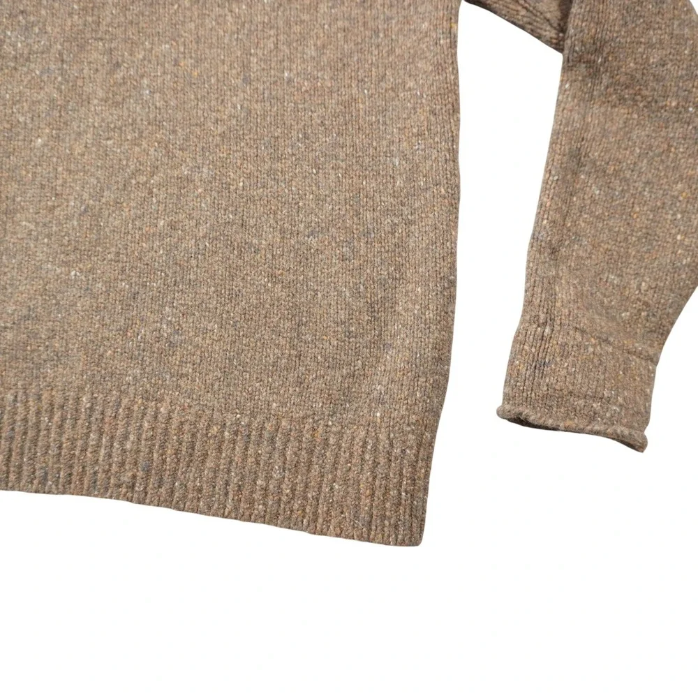 Banana Republic Men Size Medium Brown Donegal Tweed Wool Blend Mock Neck Sweater